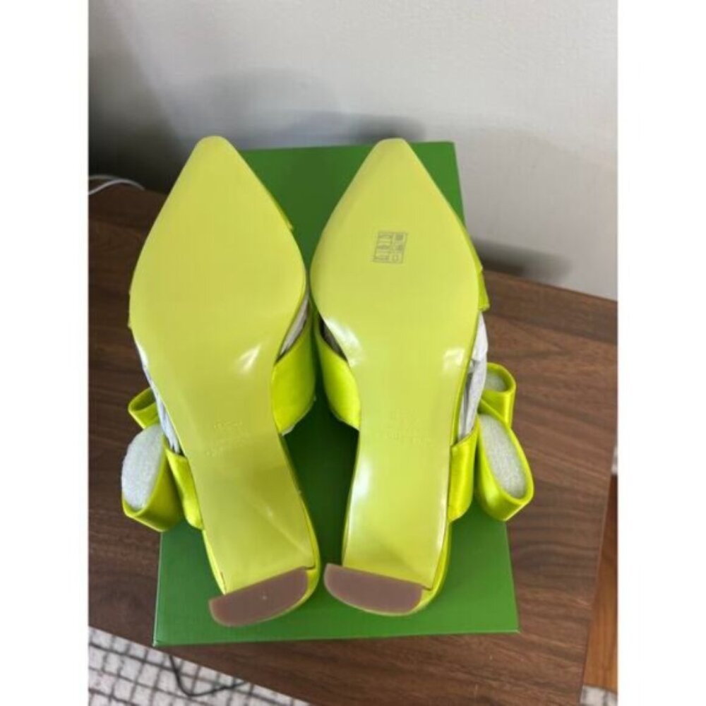 NEW Kate Spade Bianca Pump Leather Satin Pull-On Heel Bright Limeade Size: 6.5 - Picture 5 of 5